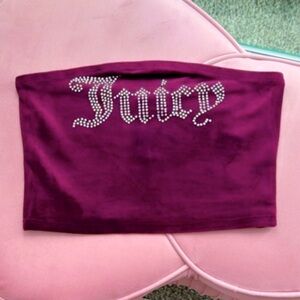 Velour Purple Rhinestone Bling Juicy Couture Tube Top Women’s Fashion